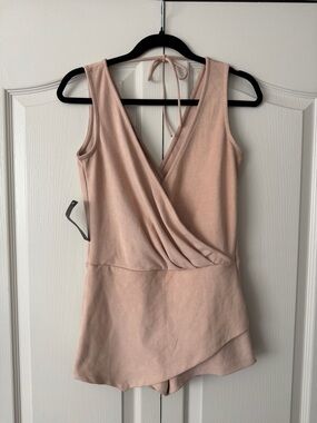BEBE suede baby pink romper NWT